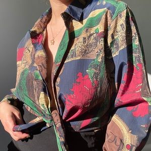 80’s printed button down